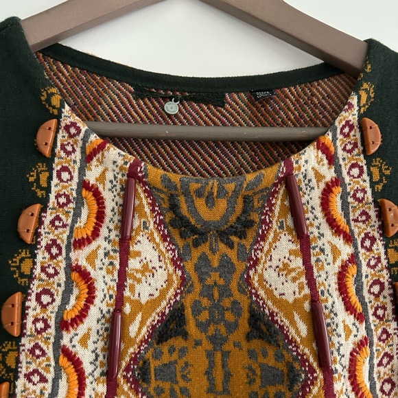 Anthropologie Knitted and Knotted Beaded Dress Green Yellow Size XS Peti… - Picture 3 of 16
